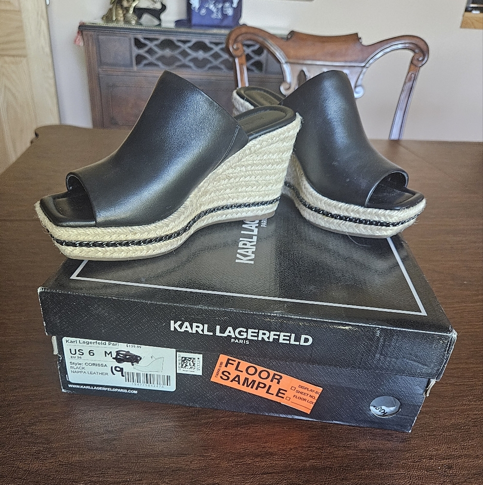 Karl Lagerfeld Black Corissa Espadrilles with Chic Chain Design